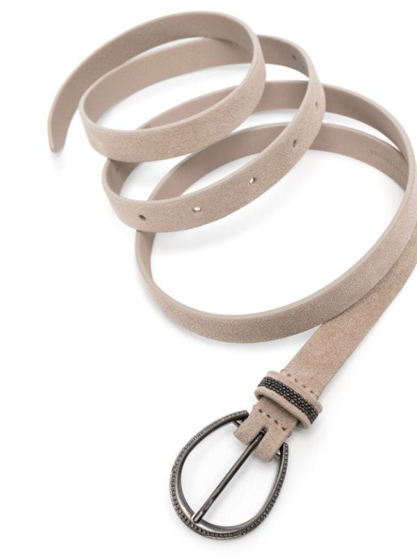 Brunello Cucinelli Metallic-Buckle Leather Belt