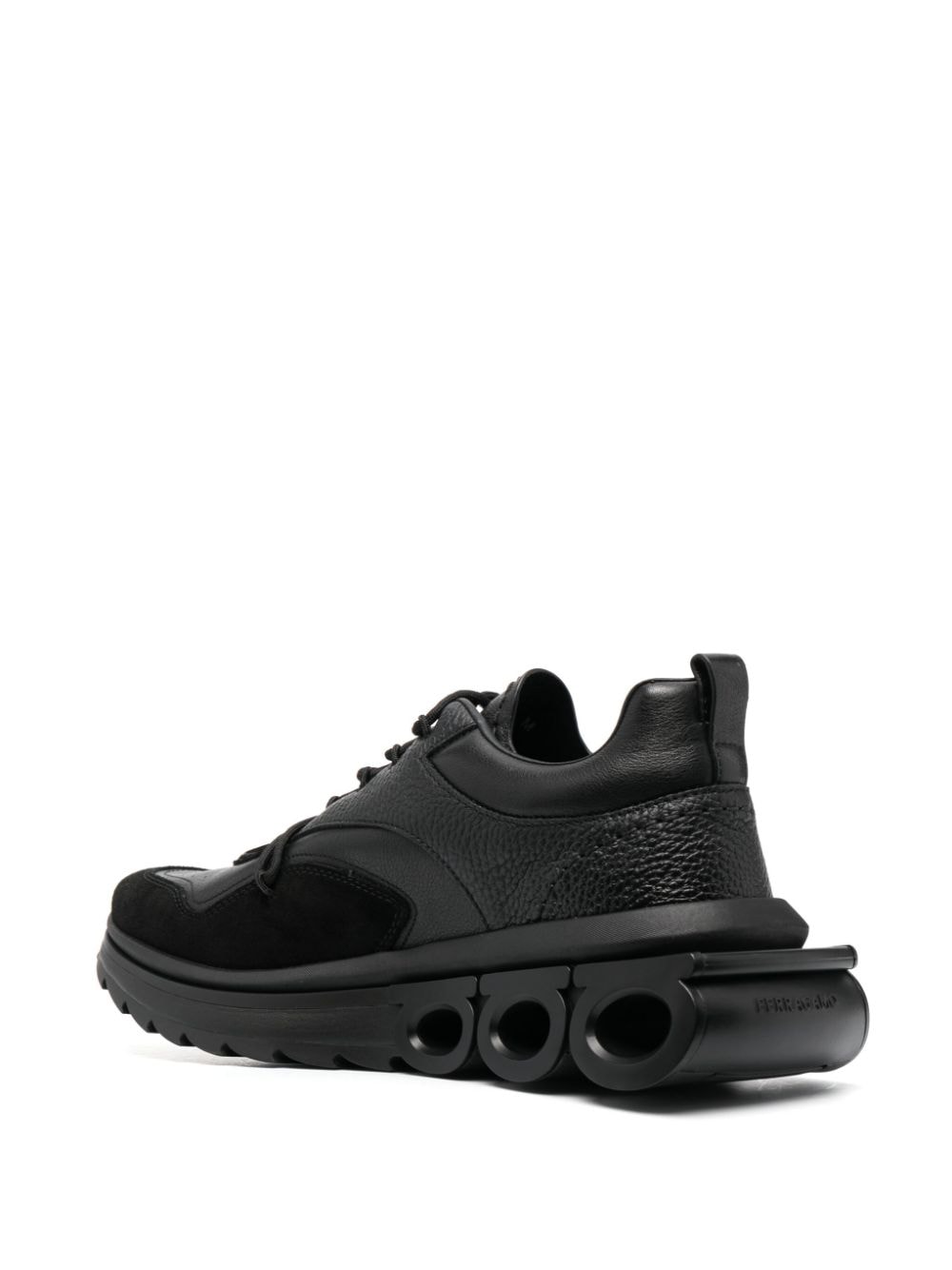 Shop Ferragamo Running Leather Sneakers In Black