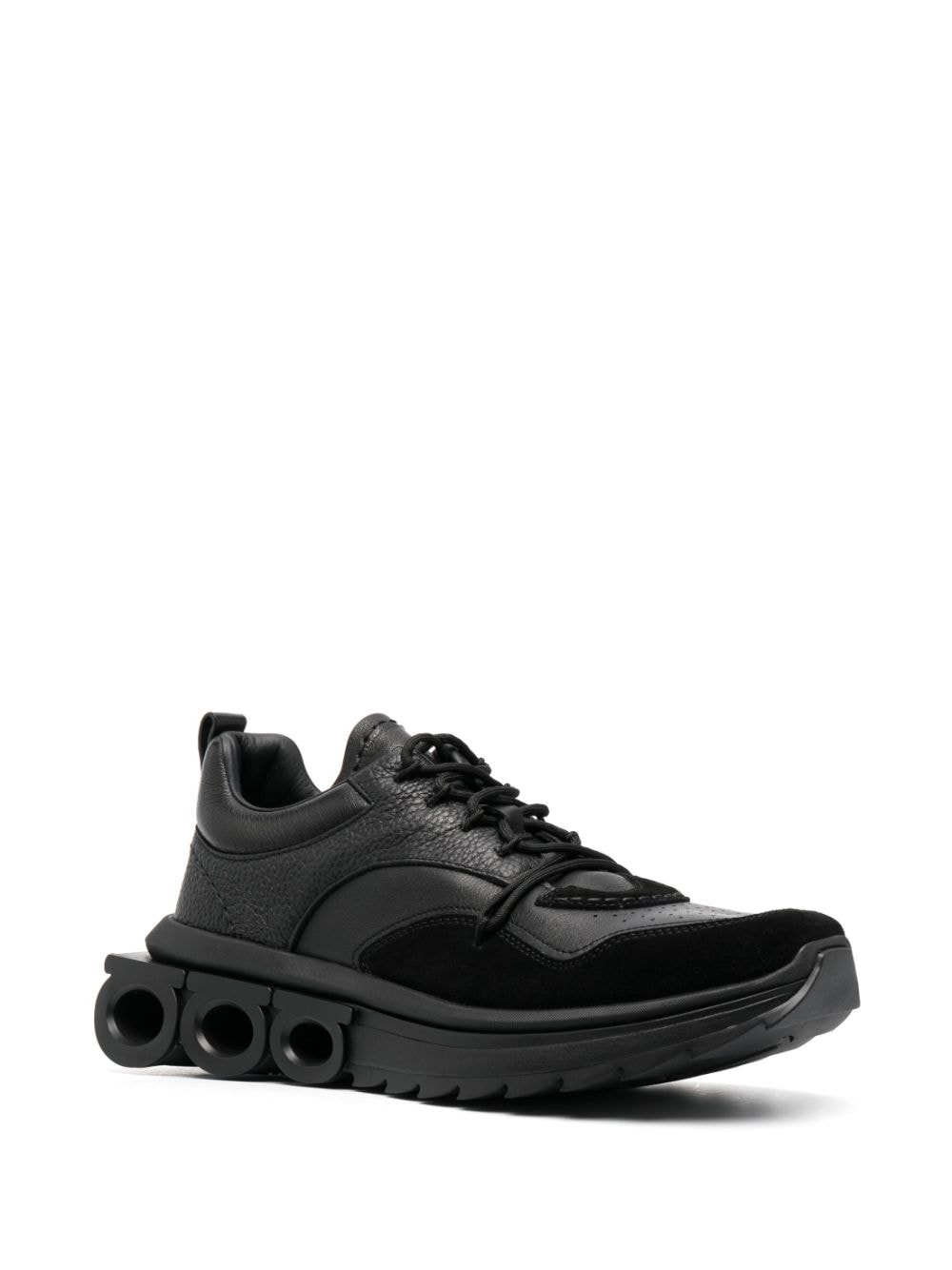 Ferragamo Running leather sneakers - Zwart