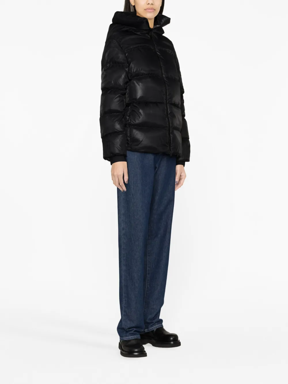 Moncler logo hot sale hooded down jacket