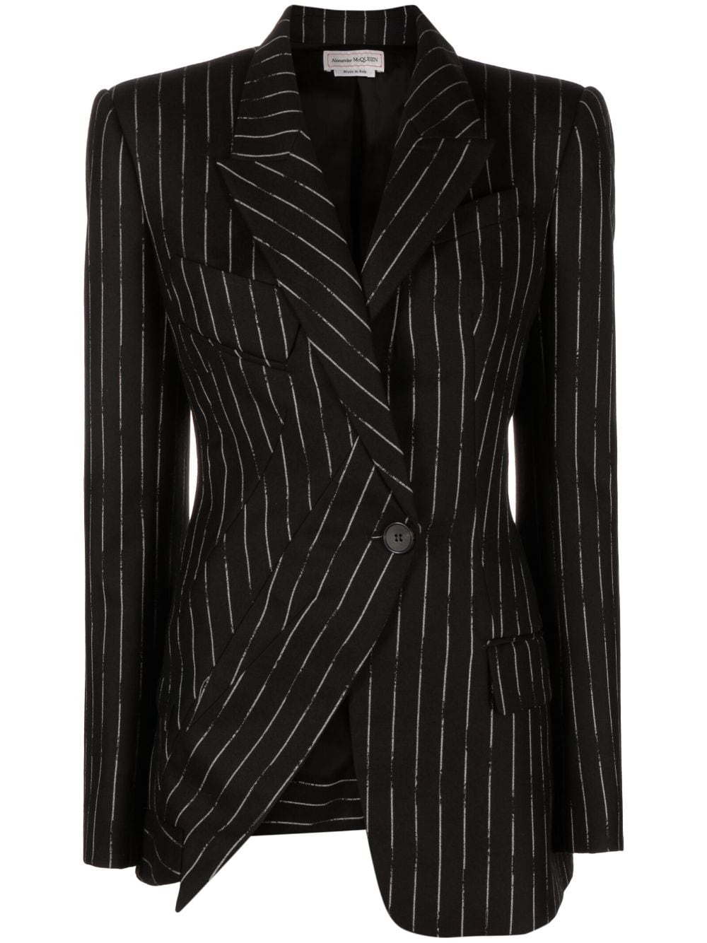 pinstripe asymmetrical wool blazer