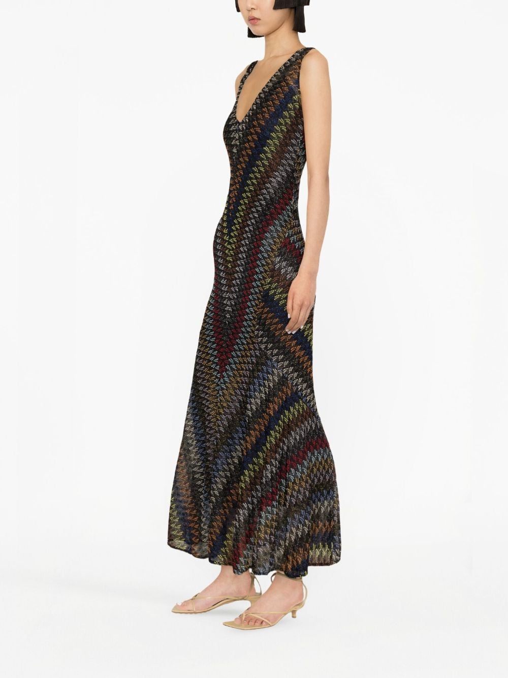 Shop Missoni Zigzag Crochet-knit Maxi Dress In Black
