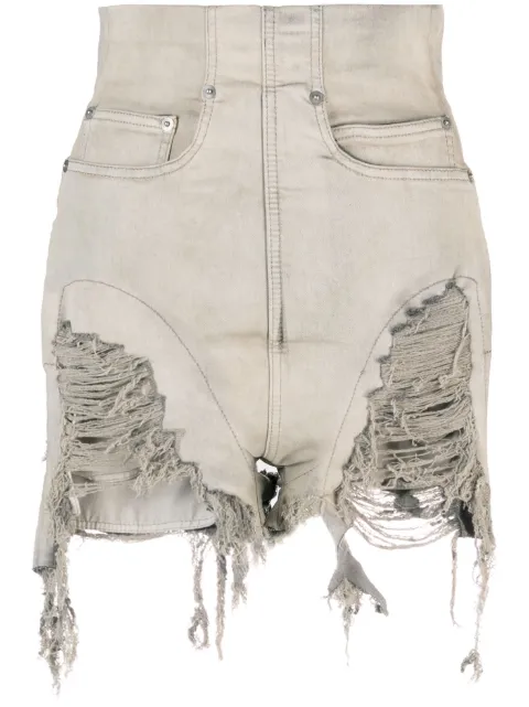 Rick Owens ripped-detailing high-waist shorts 