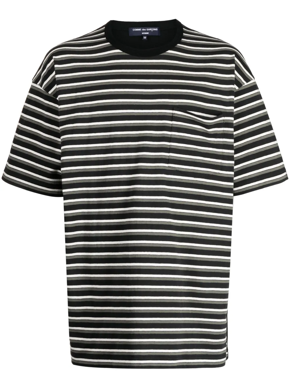 Comme Des Garçons Homme Deux Colour-block Striped T-shirt In Black