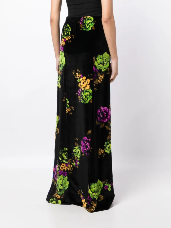 VETEMENTS floral-print Velvet Maxi Skirt Blue FARFETCH ID
