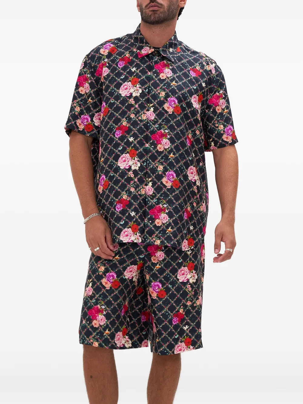 Camilla Button overhemd met bloemenprint Zwart