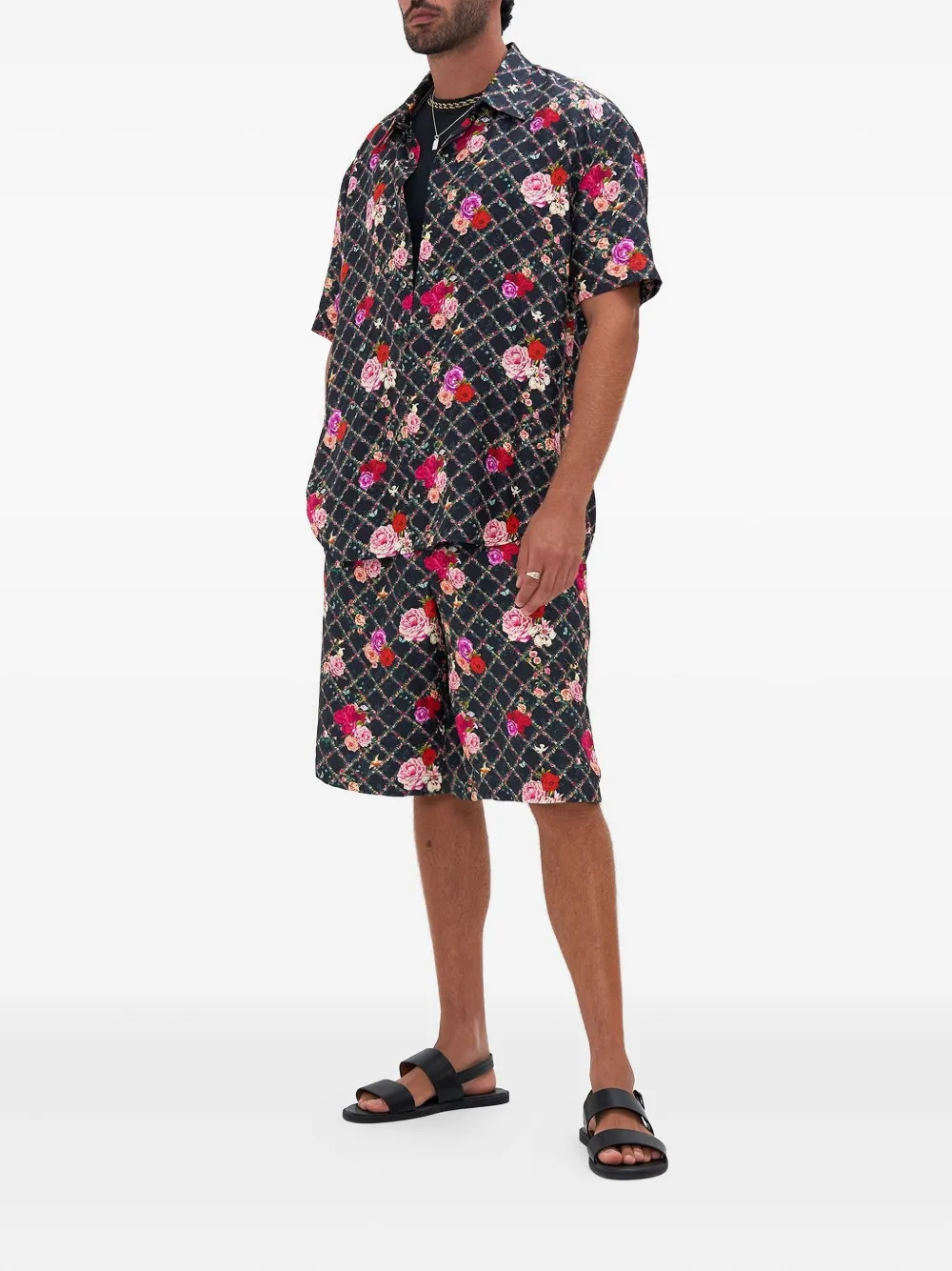 Camilla Button overhemd met bloemenprint Zwart