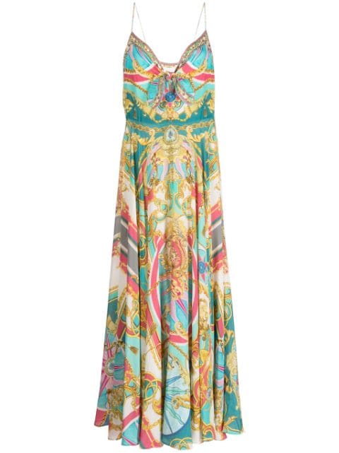 Camilla baroque-pattern silk dress