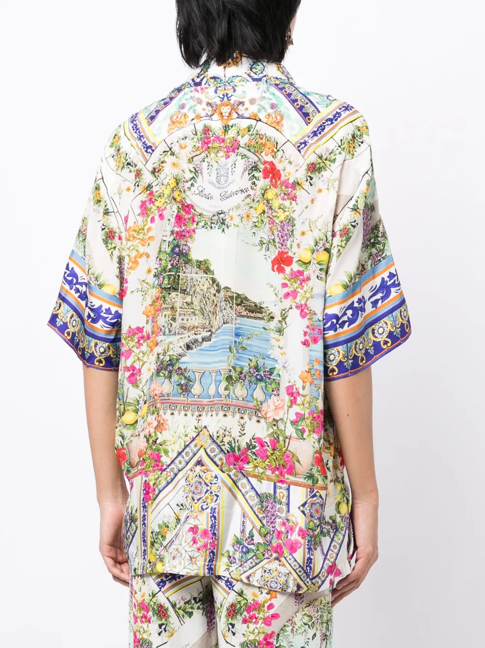 Shop Camilla Graphic-print Silk Shirt In White