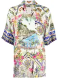 Camilla graphic-print silk shirt - White