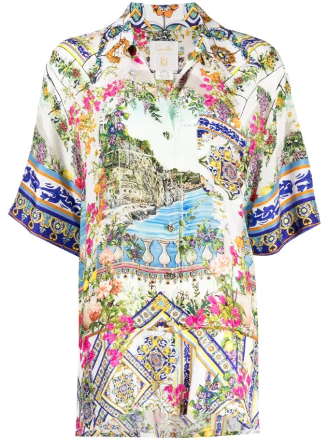 Camilla 그래픽 프린트 실크 셔츠