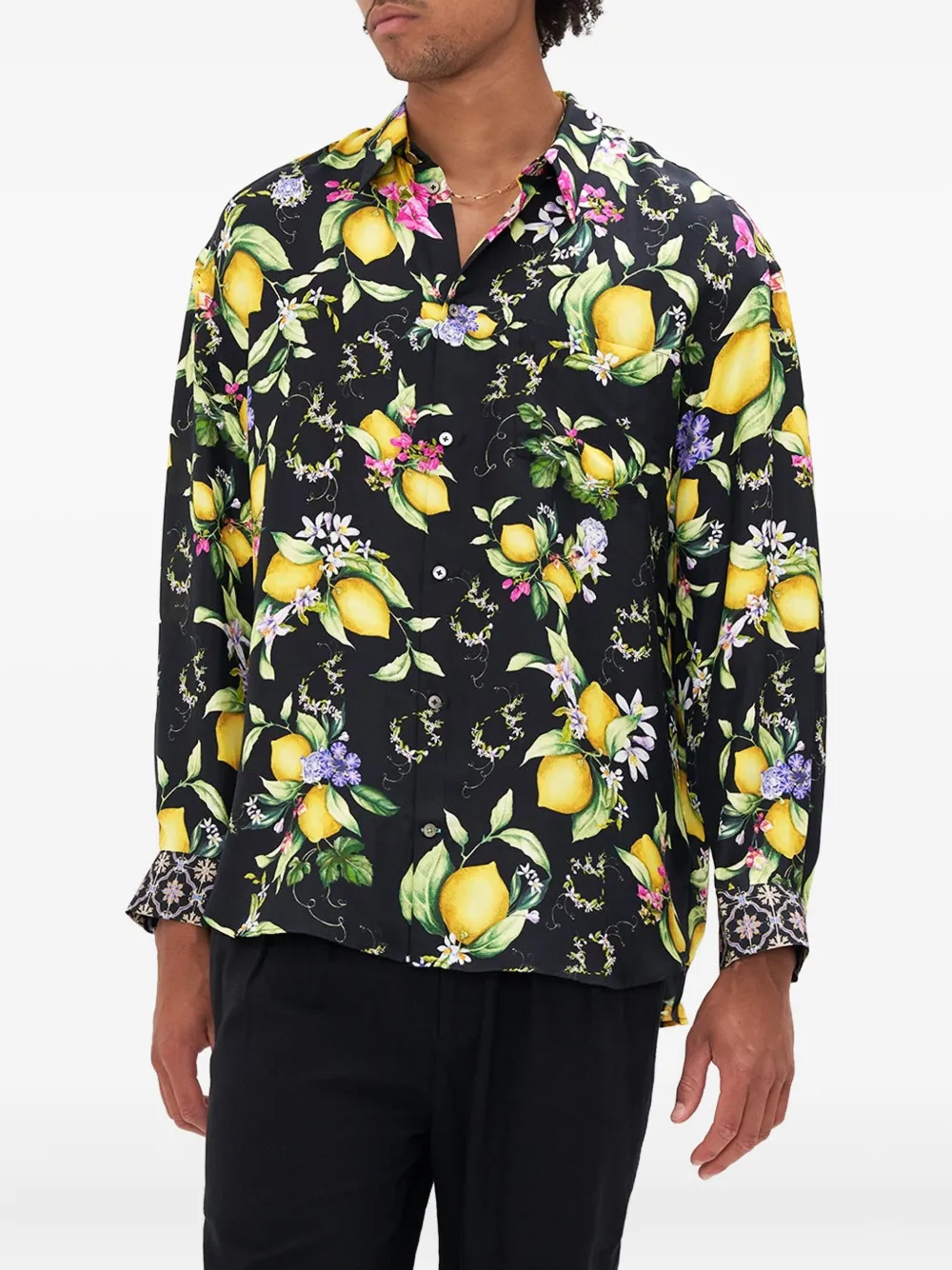 Camilla Overhemd met bloemenprint Blauw