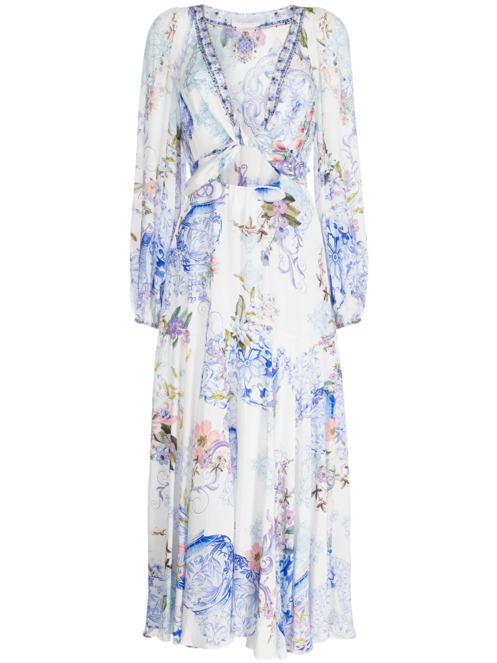 Camilla graphic-print silk maxi dress - White