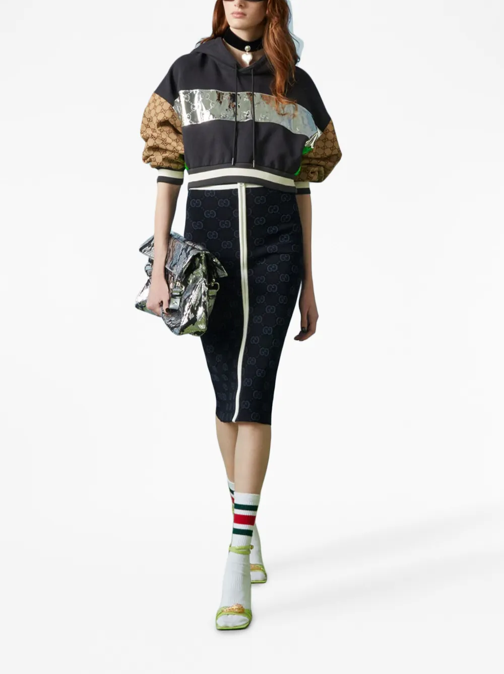 Gucci Cropped hoodie - Zwart