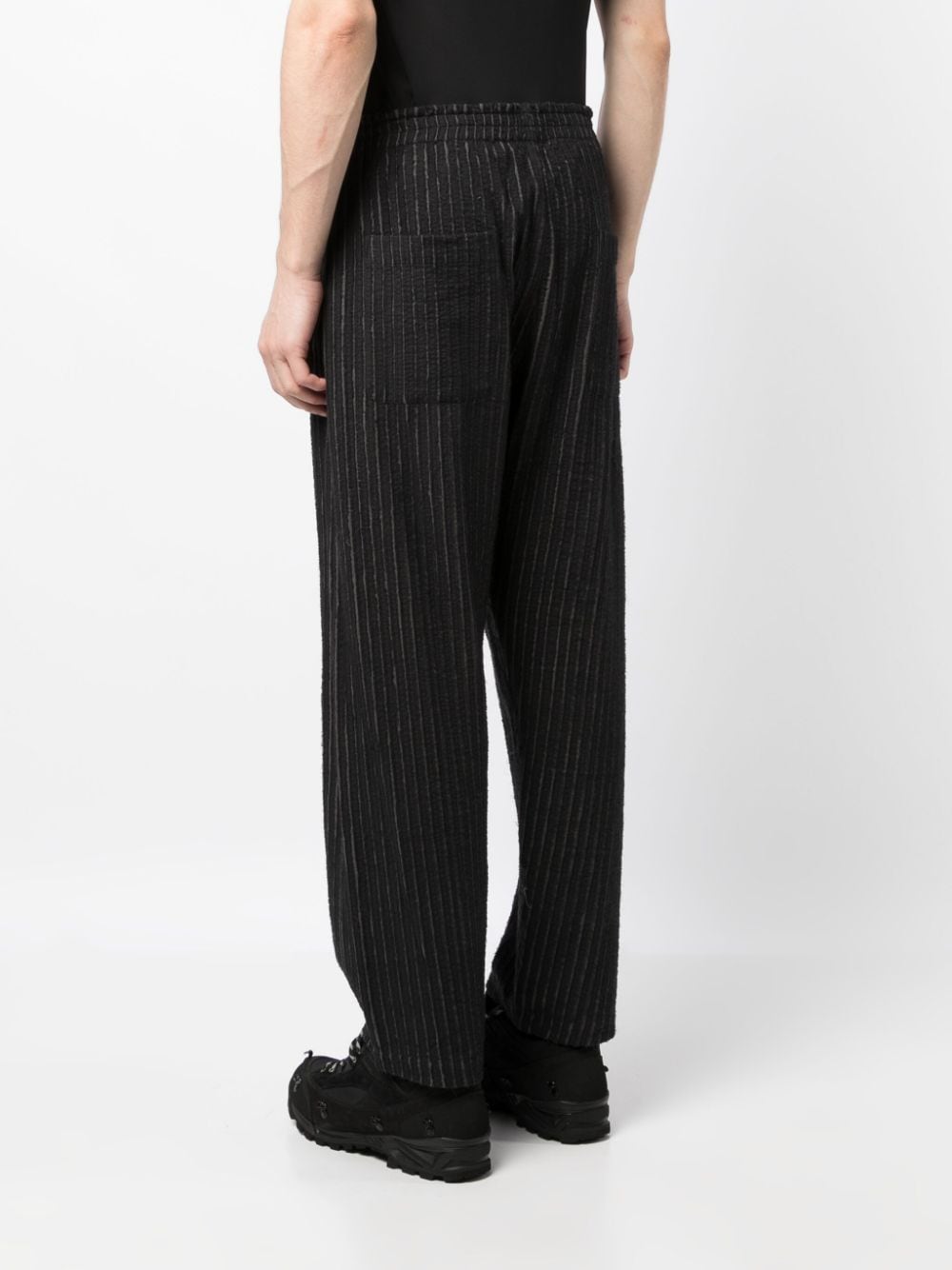 Shop Craig Green Ripped Striped Straight-leg Trousers In Black