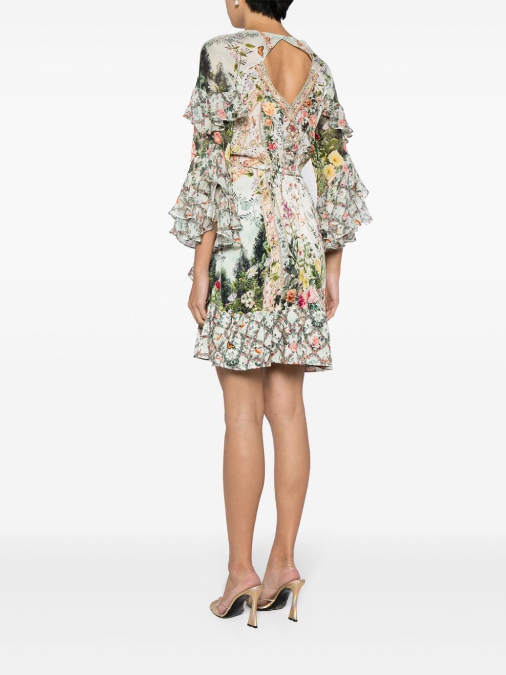Shop Camilla Renaissance Romance Silk Wrap Minidress In Multicolour