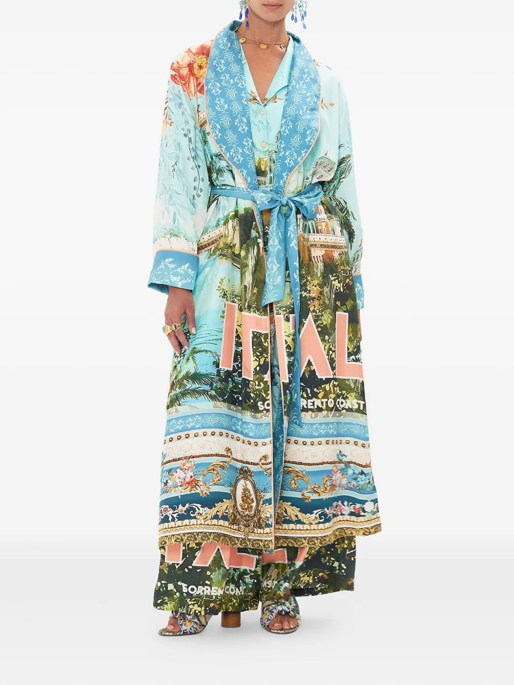 Camilla Sorrento with Love-print kimono - Blauw