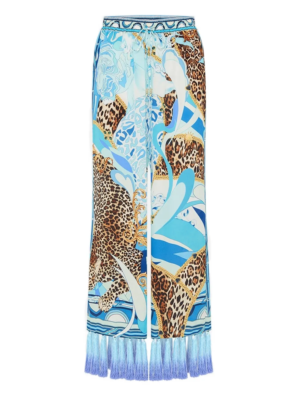 Camilla cropped tassel-detailed trousers - Blu