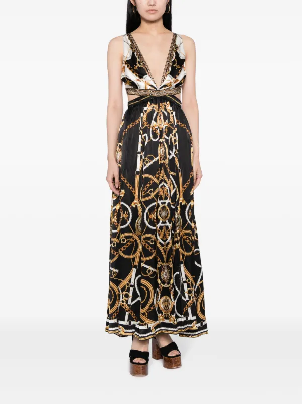 Camilla Cut-Out Printed Silk Dress - Multicolour