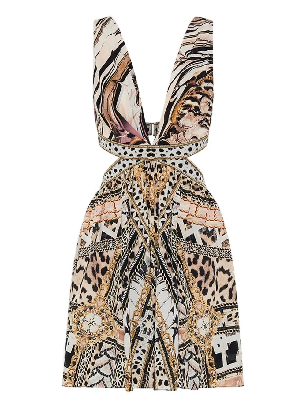 Camilla Mosaic Muse cut-out mini dress - Toni neutri