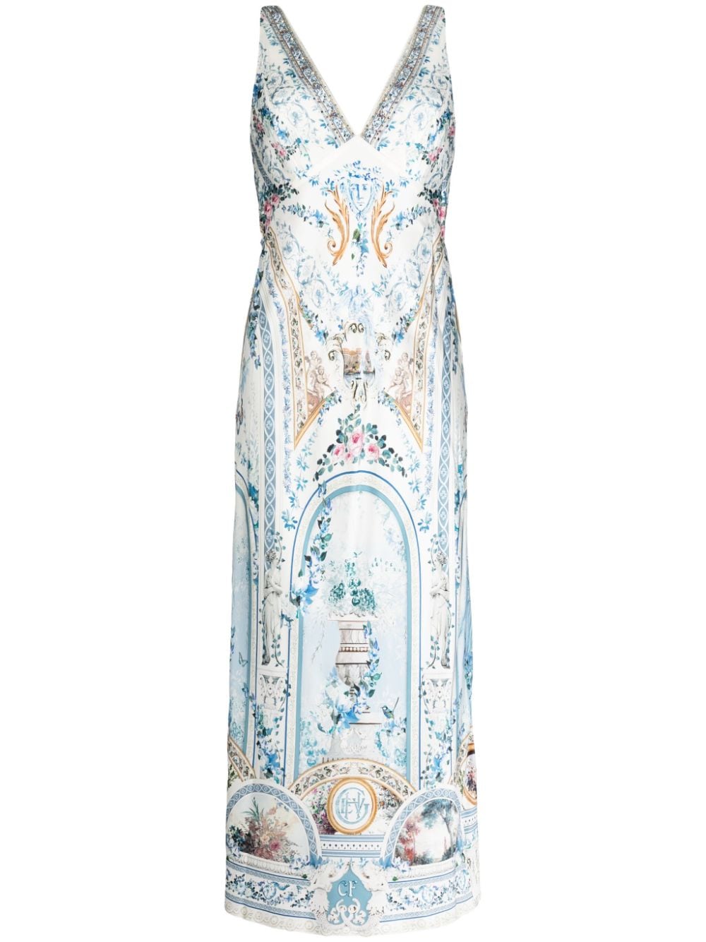 Shop Camilla Season Of The Siren Silk Midi Dress In White