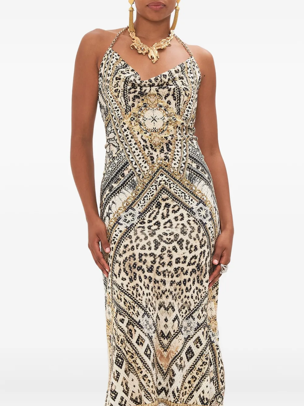 Camilla Mosaic Muse midi-jurk Beige
