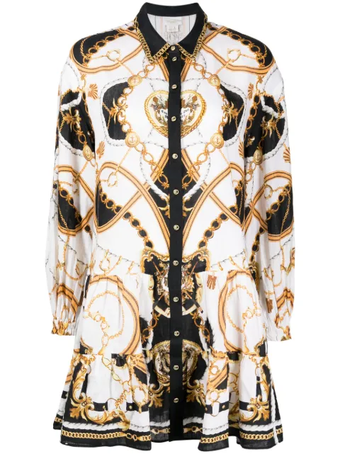 Camilla graphic-print linen dress