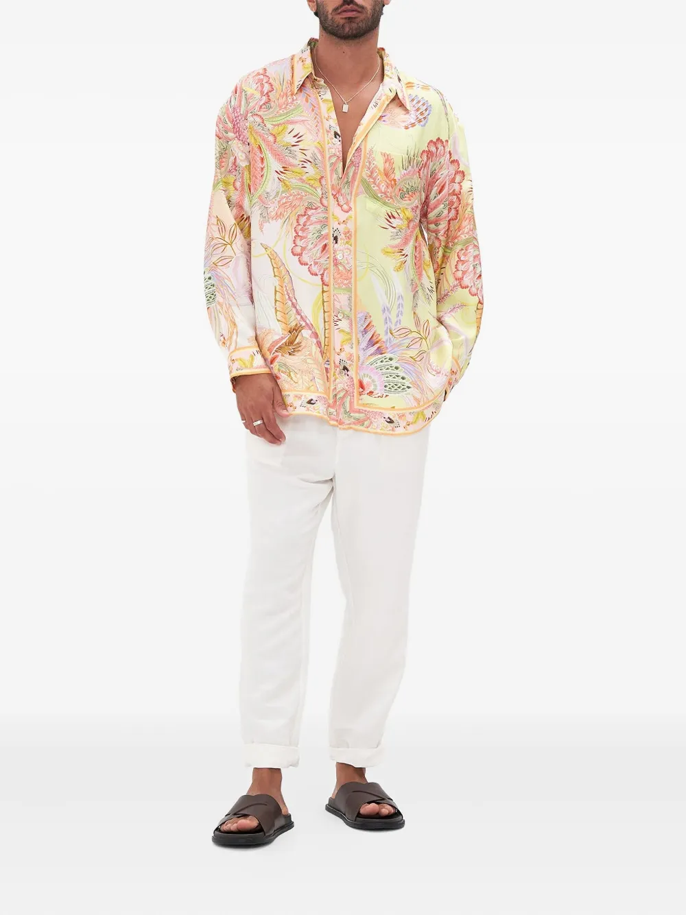 Camilla printed oversized shirt - Beige
