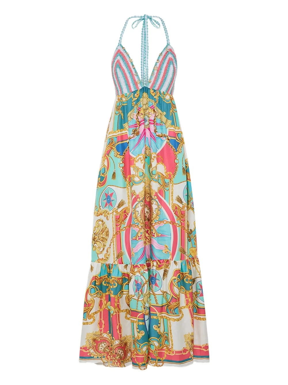 Camilla crochet-detailed maxi dress - ブルー Camilla crochet-detailed maxi dress - ブルー