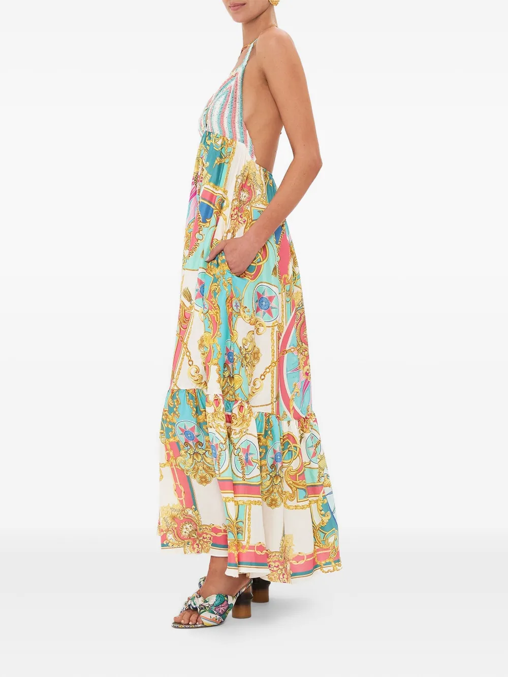 Camilla Maxi-jurk met gehaakt detail Blauw