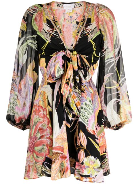 Camilla graphic-print silk dress