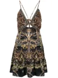 Camilla leopard-print cutout silk minidress - Multicolour
