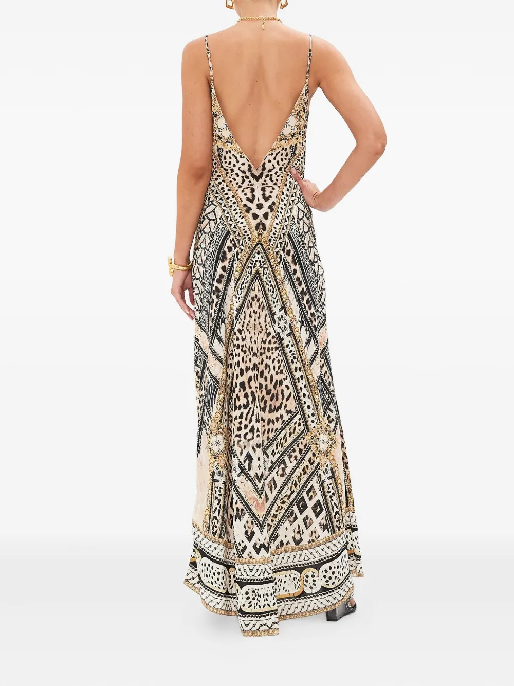 Camilla Mosaic Muse maxi-jurk met V-hals Beige