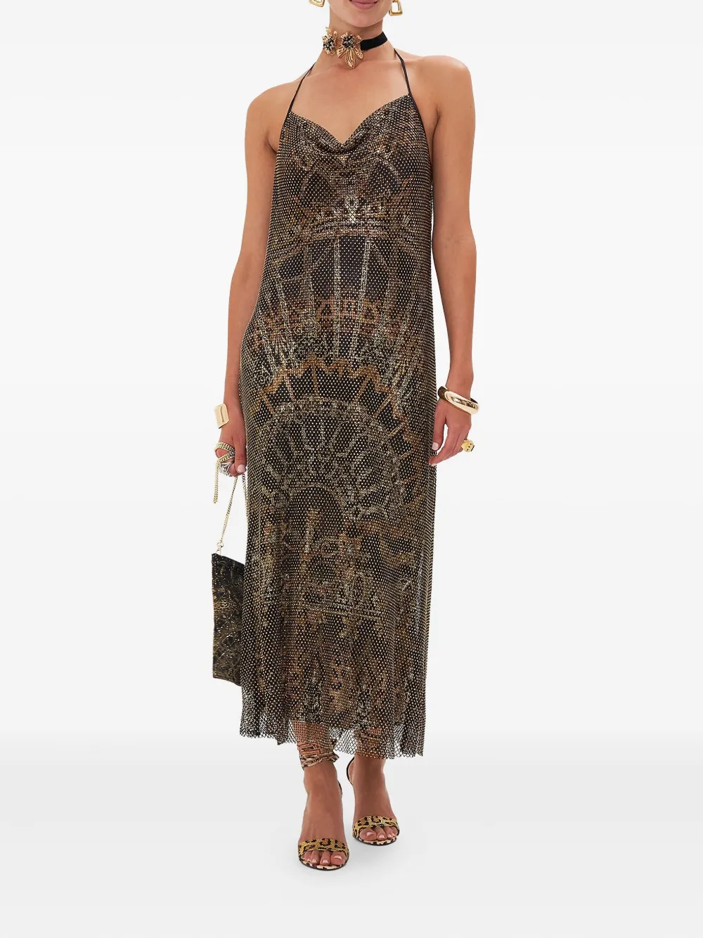 Camilla Masked Moonlight midi dress - Beige