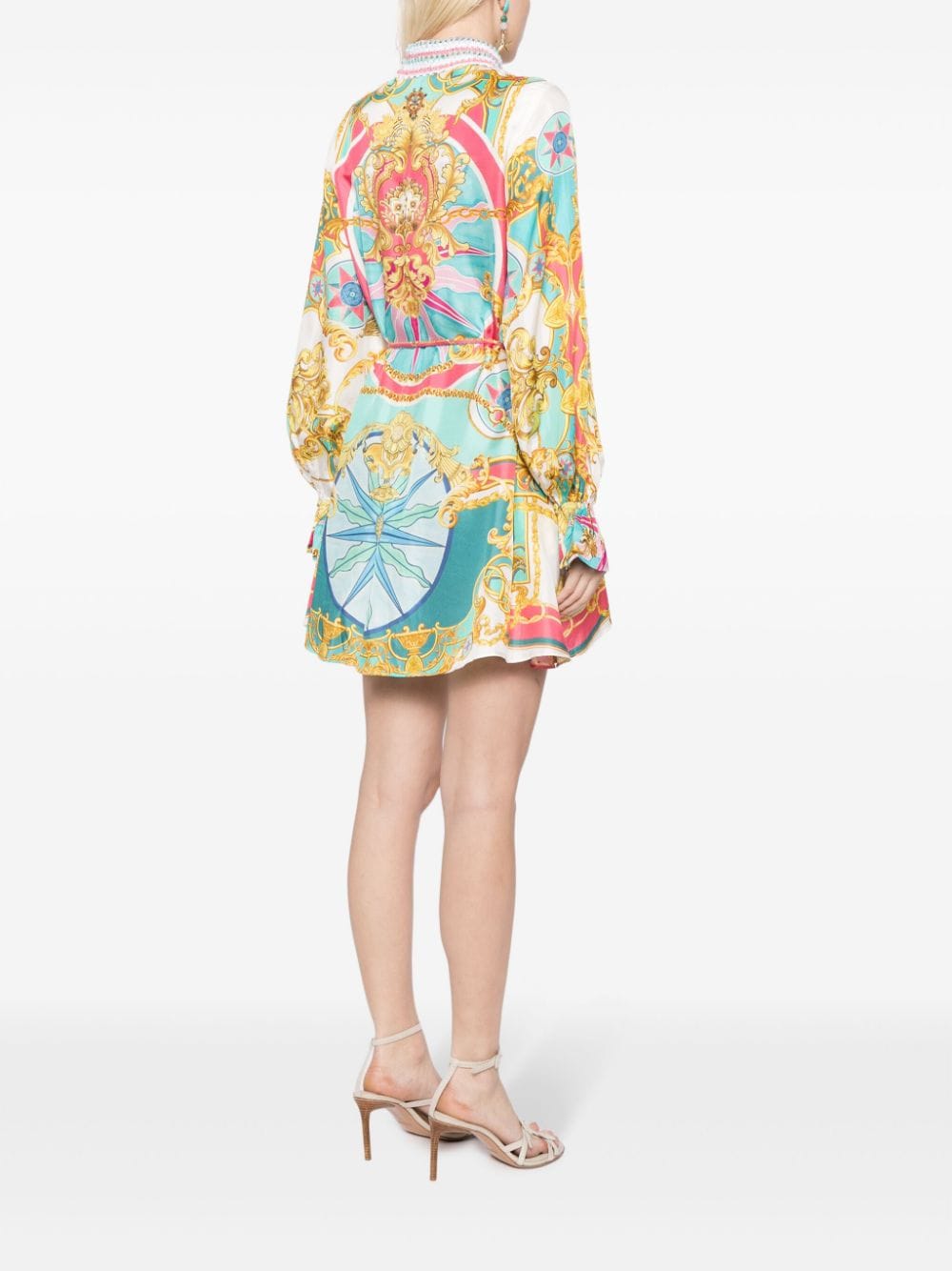 Shop Camilla Abstract-pattern Print Silk Dress In White