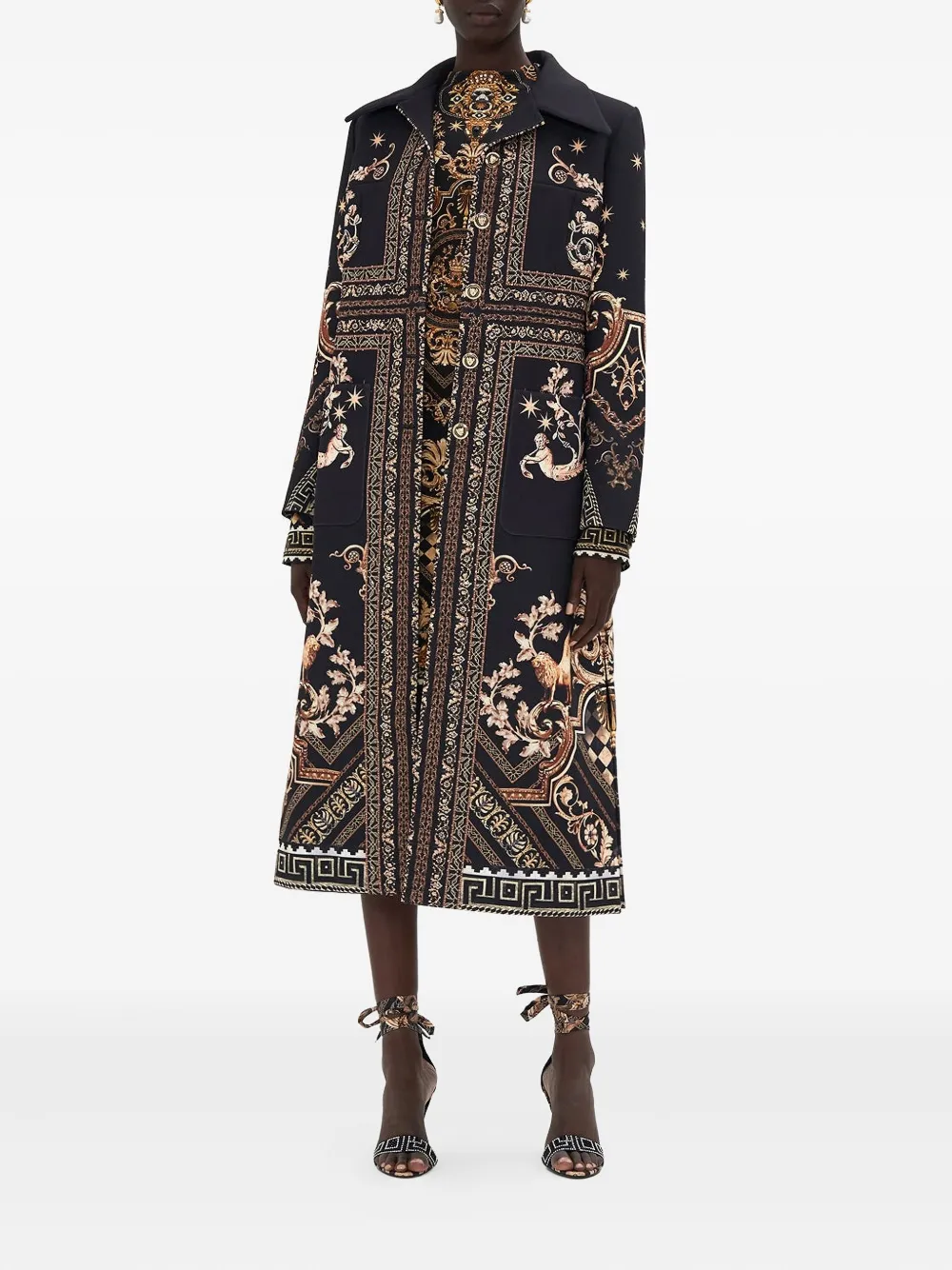 Camilla button front Duomo Dynasty coat - Zwart