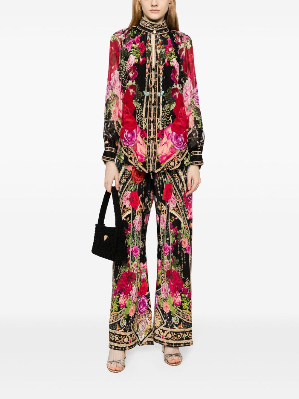 Shop Camilla Reservation For Love Silk Trousers In Multicolour