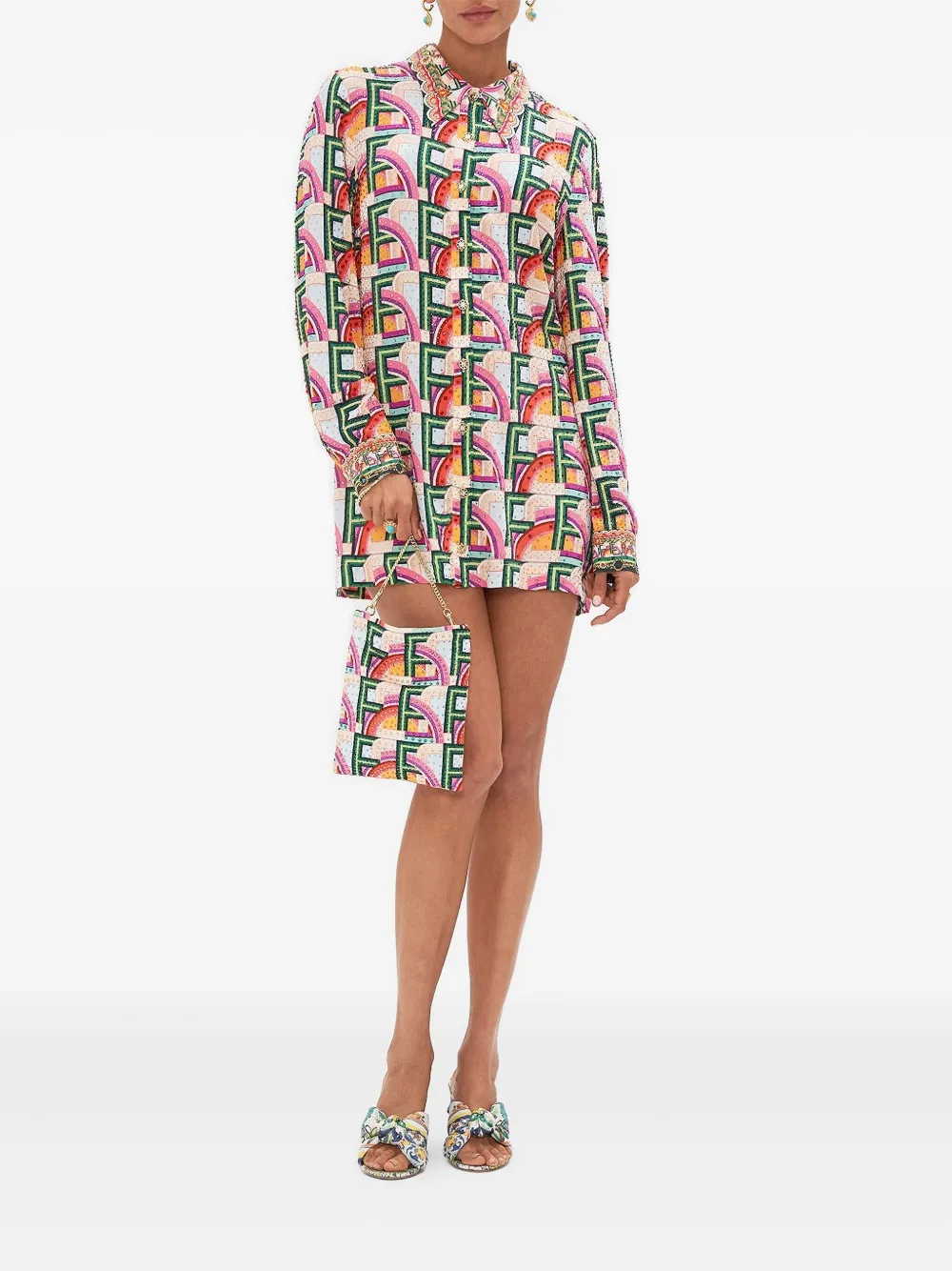 Camilla printed dress - Roze