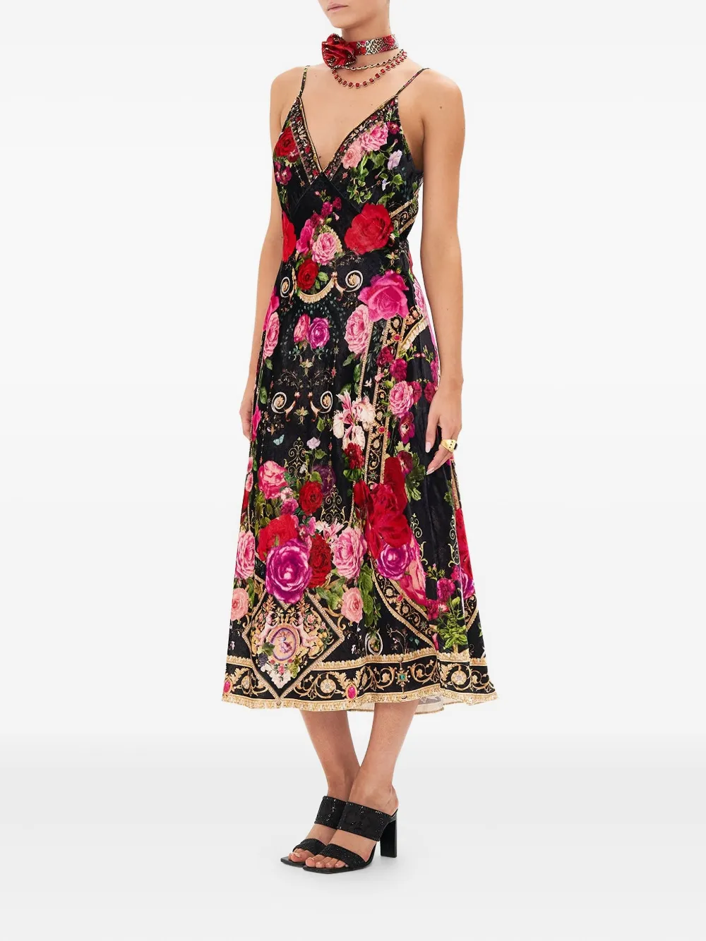 Camilla Mouwloze midi-jurk Zwart