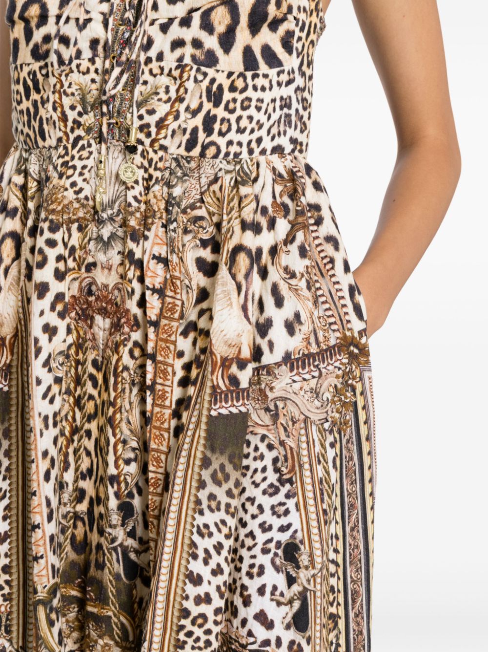 Shop Camilla Leopard-print Linen Dress In Brown