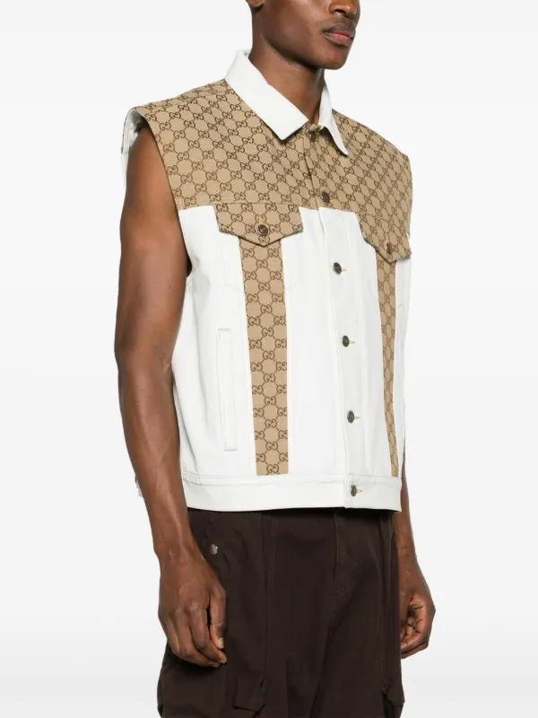 Gucci GG canvas Panelled Denim Vest Blue FARFETCH AU