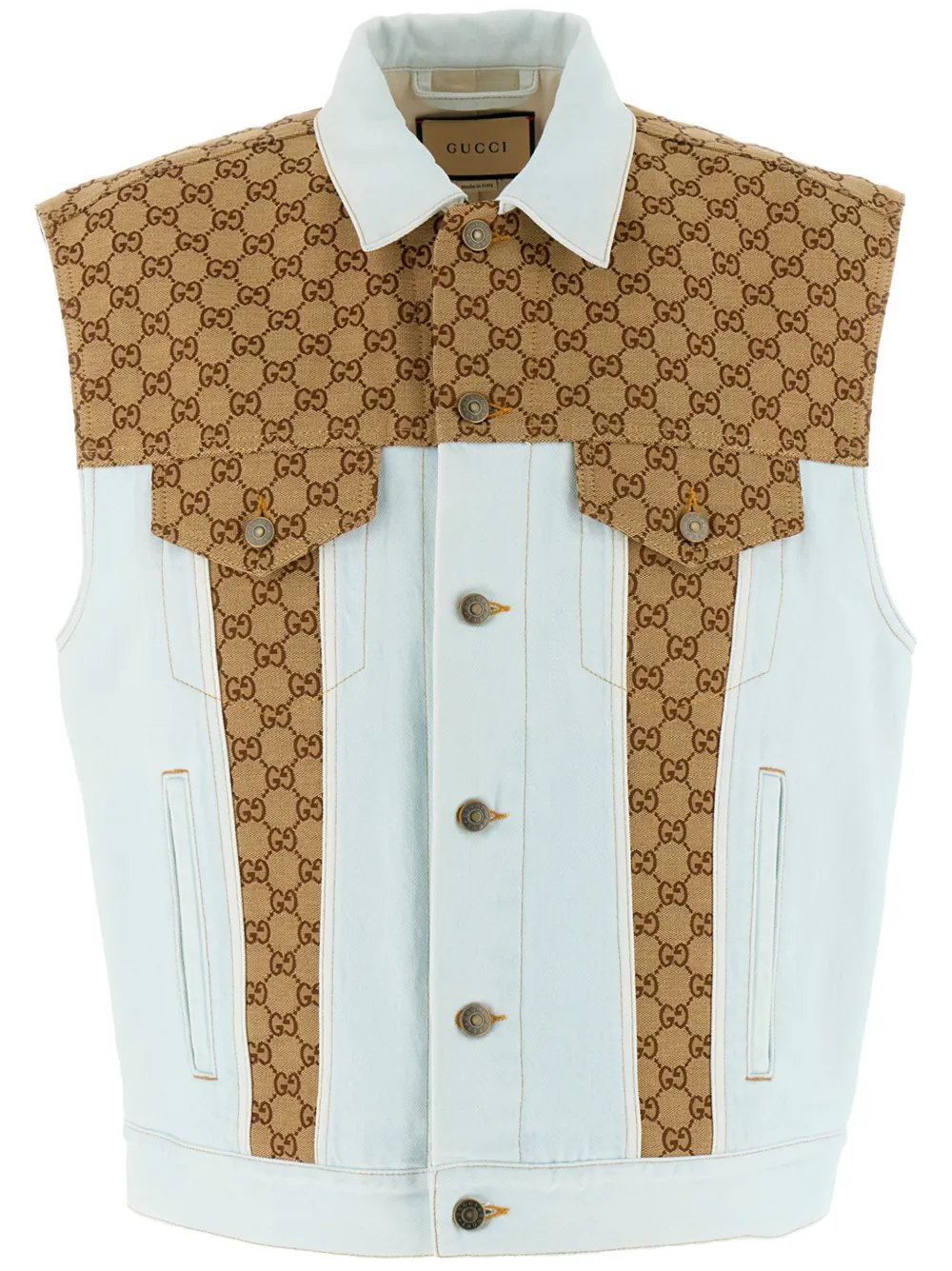 Gucci GG帆布拼接牛仔背心 | 蓝色 | Image 1