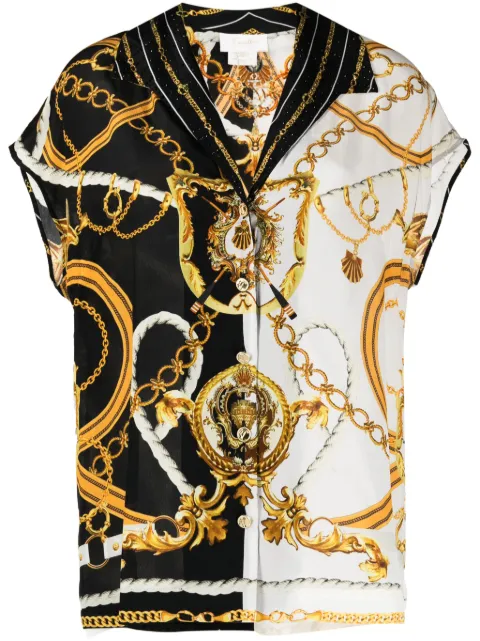 Camilla baroque-pattern silk shirt