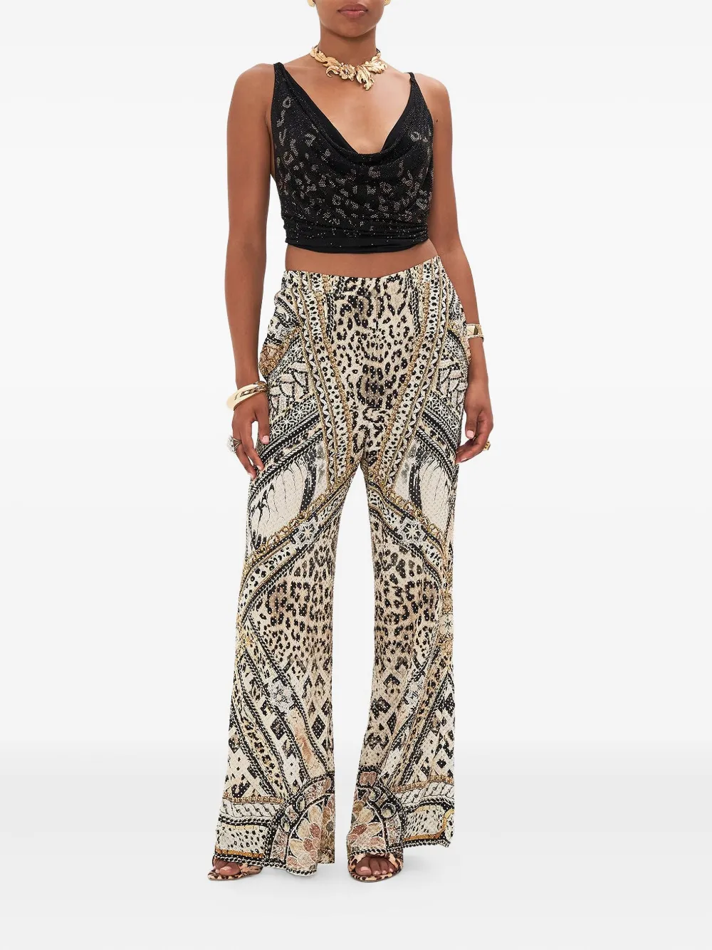 Camilla Mosaic Muse wide-leg trousers - Beige