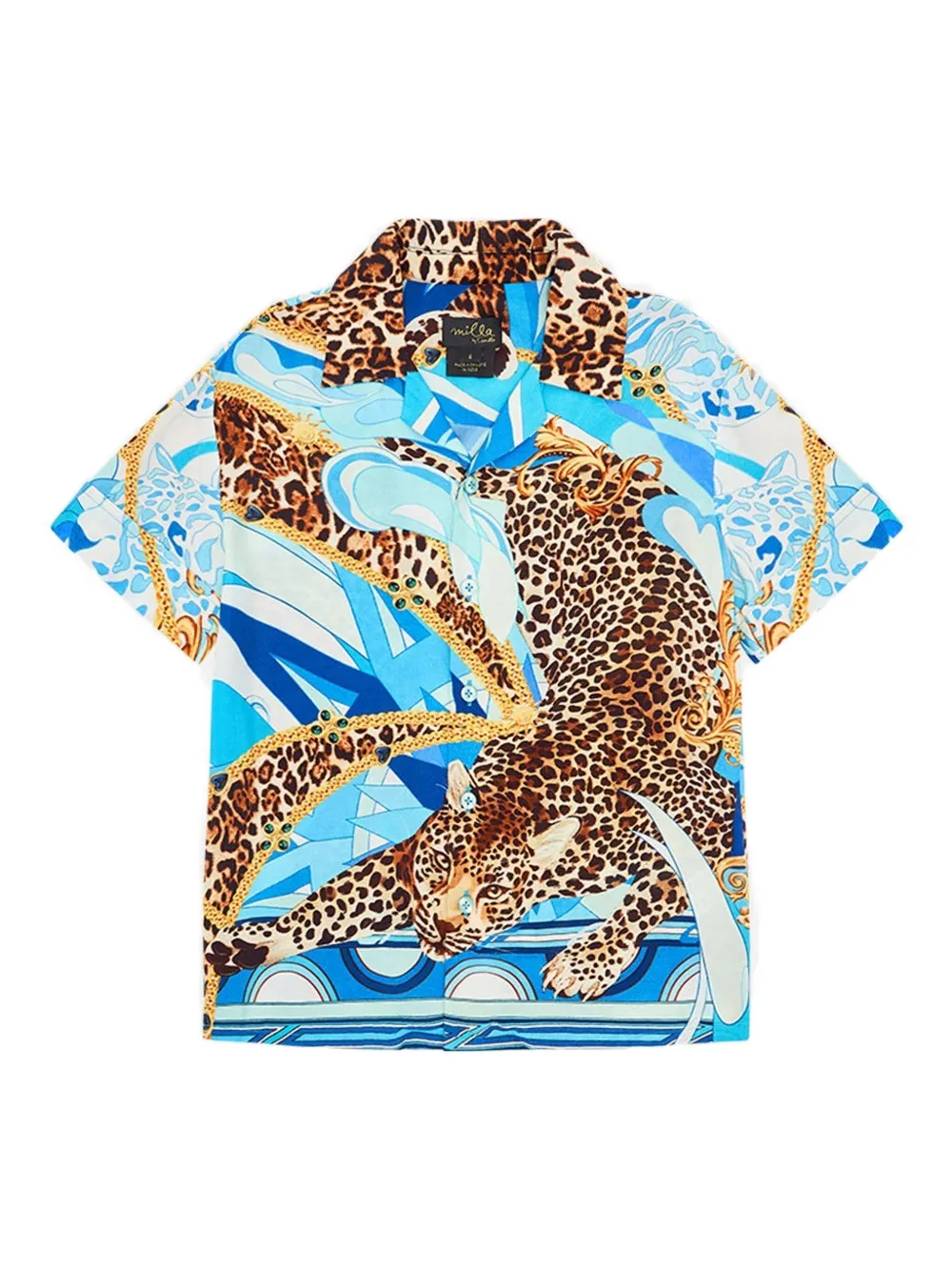 Camilla cheetah-print short-sleeves shirt - ブルー Camilla cheetah-print short-sleeves shirt - ブルー