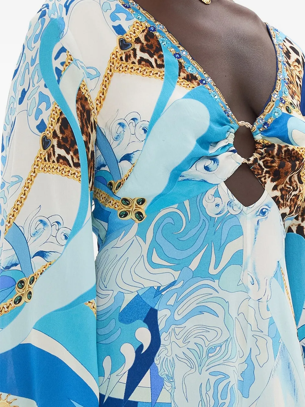 Camilla Hardware Bias maxi-jurk Blauw