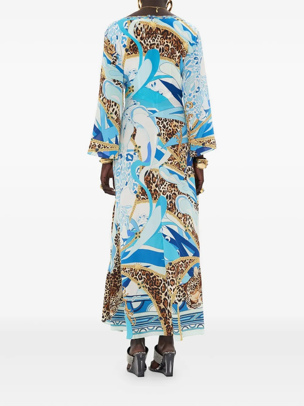 Camilla Hardware Bias maxi-jurk Blauw