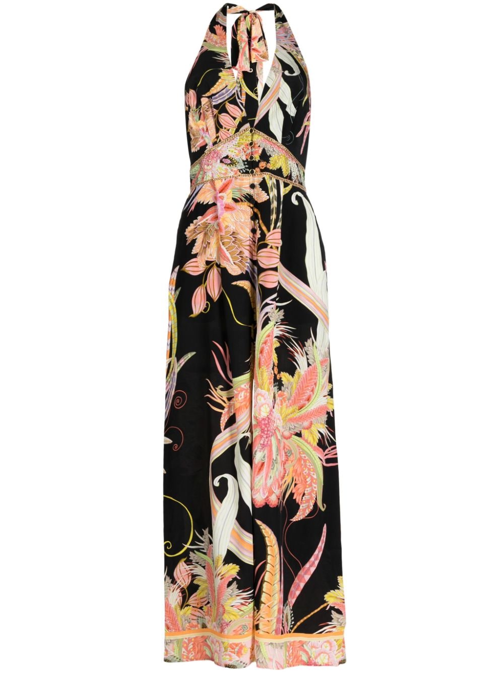 Image 1 of Camilla floral-print halterneck jumpsuit