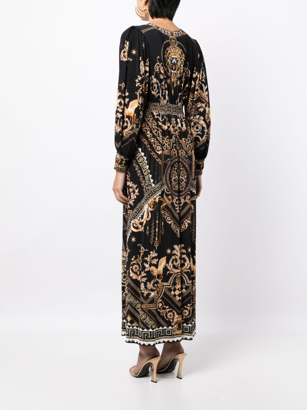 Shop Camilla Graphic-print Long-sleeve Dress In Multicolour