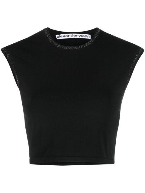 Alexander Wang crystal-embellished logo crop top Women